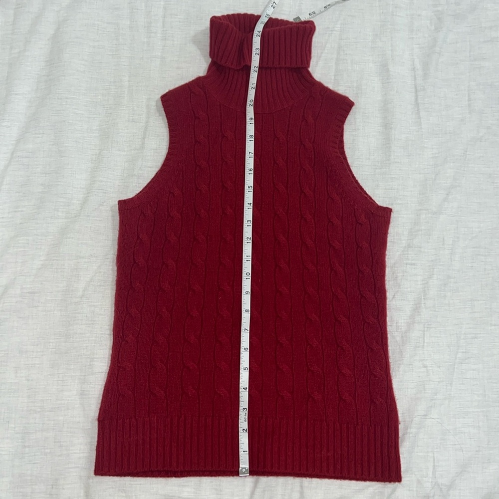 Brooks Brothers Cable Knit Sleeveless Turtleneck Sweater Cashmere Wool Size Smal - Picture 7 of 7